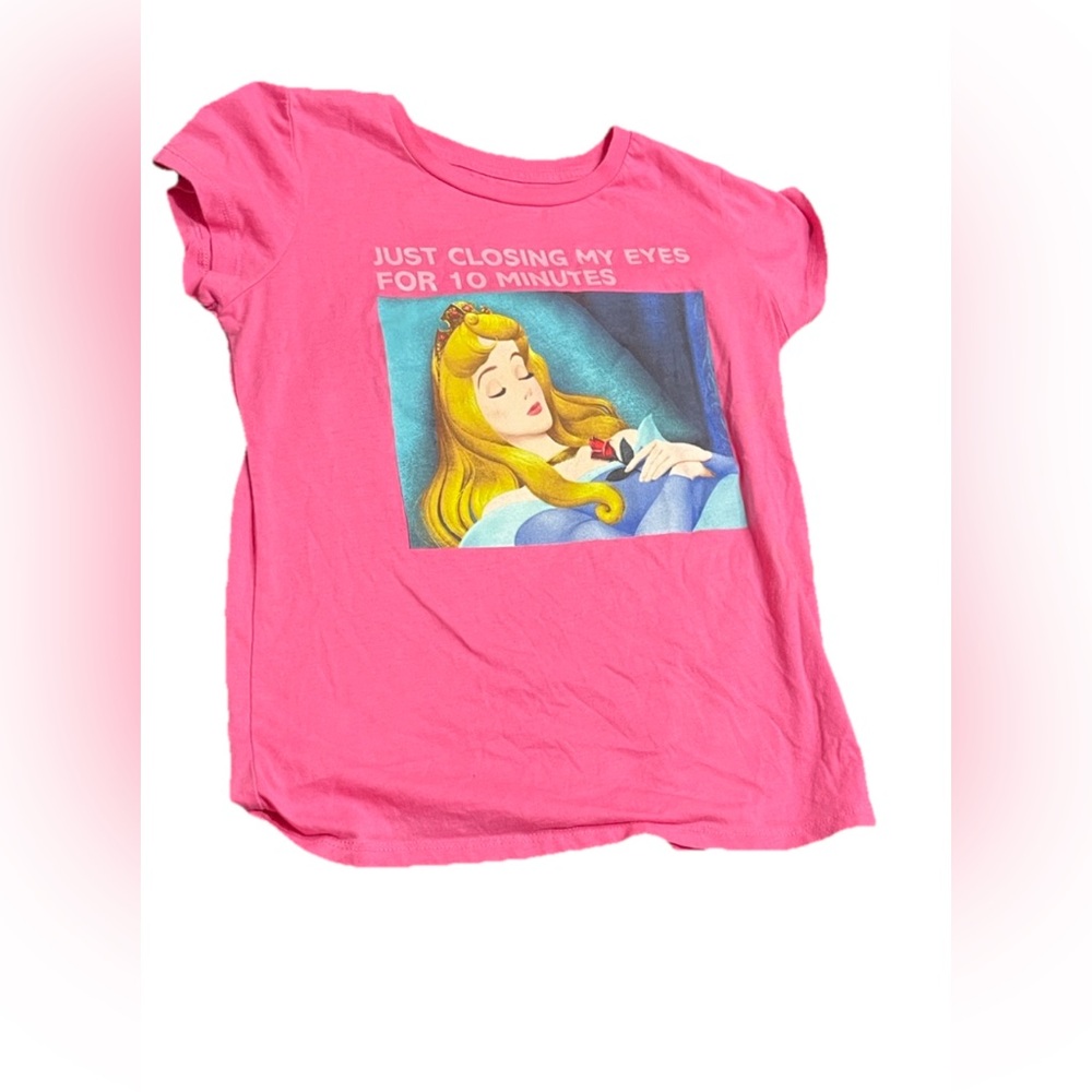 Disney Sleeping beauty Vibrant Pink Kids Tee with Sleeping Princess Graphic
